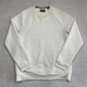 Kenneth Cole White Thermal Crewneck Sweater Men's Size Large Read*
